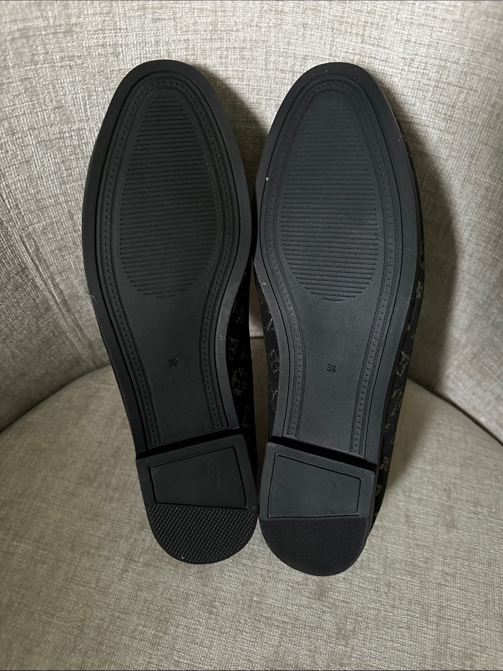 Black Monogram Loafers - Women's Black Loafers - Picture 4 of 4
